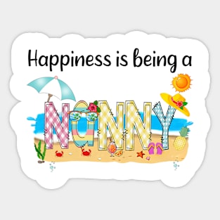 Happiness Is Being A Nanny Summer Beach Happy Mother's Sticker